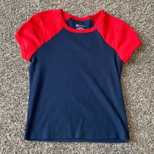 Red and Blue Short Sleeved Top
